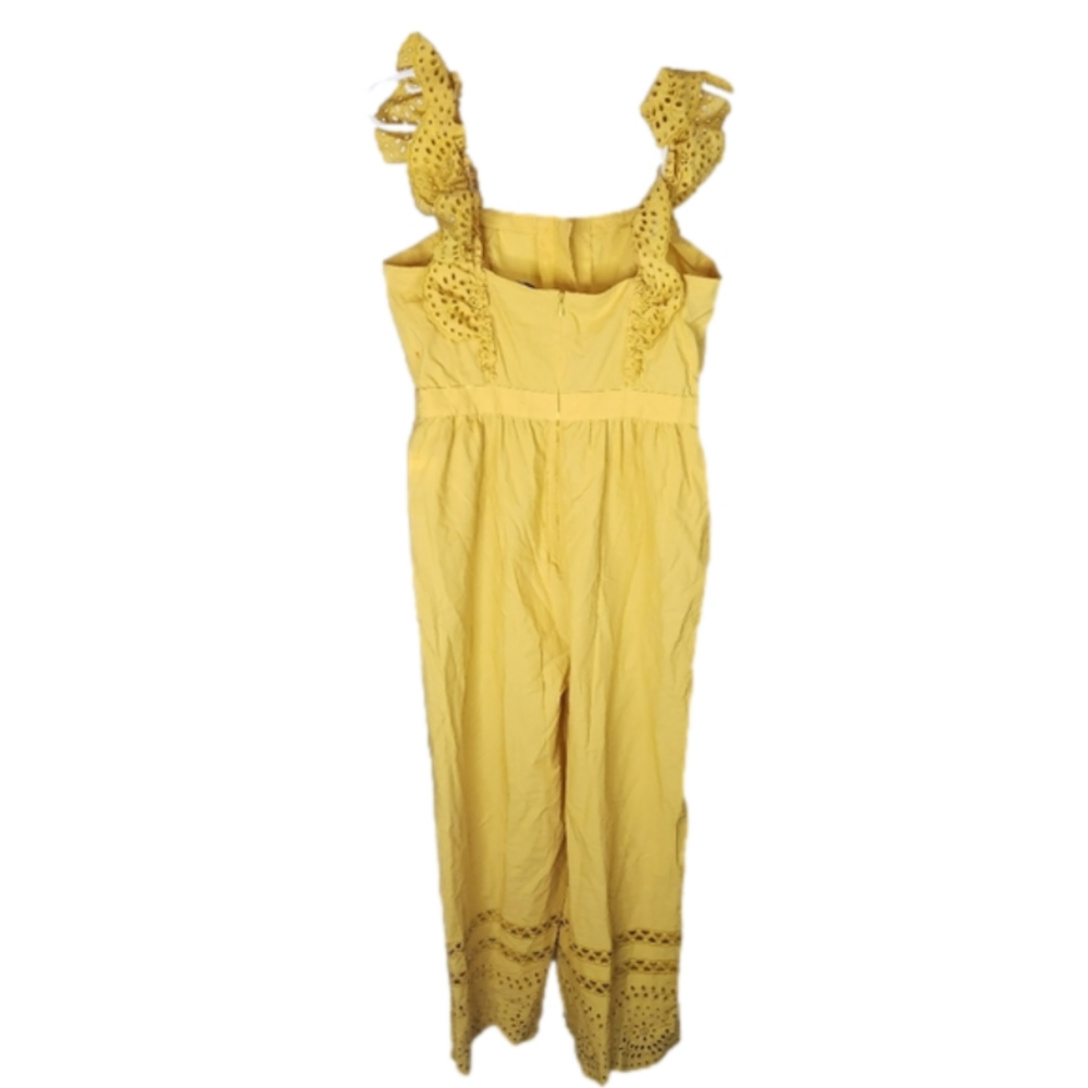 Madewell Eyelet Frilled-Strap Jumpsuit Yellow Size 6 - Picture 7 of 12